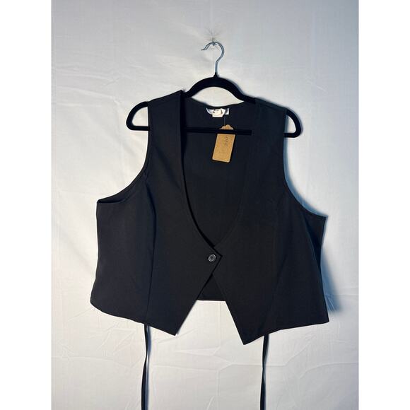 Y2K Kristin Nicole One Button Vest Jacket Chaleco Women's Plus Size 2X - Picture 1 of 2